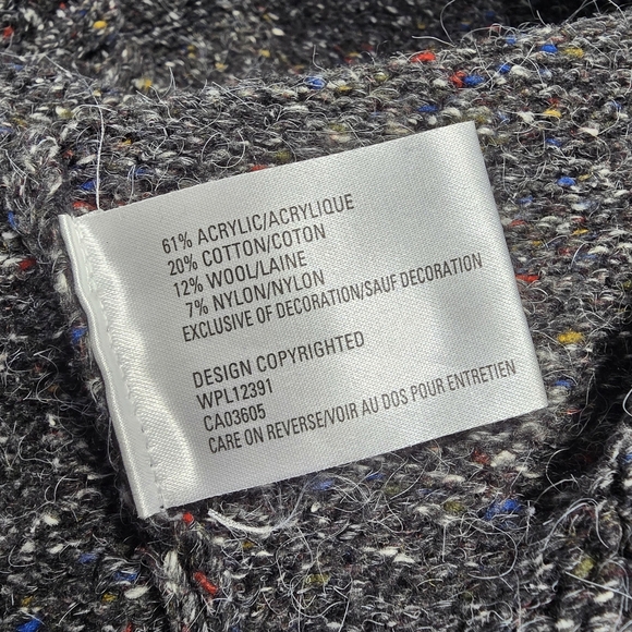 Northern Isles Sweater Women XL Gray Bulk Tweed Wool Blend Patch - Picture 11 of 13